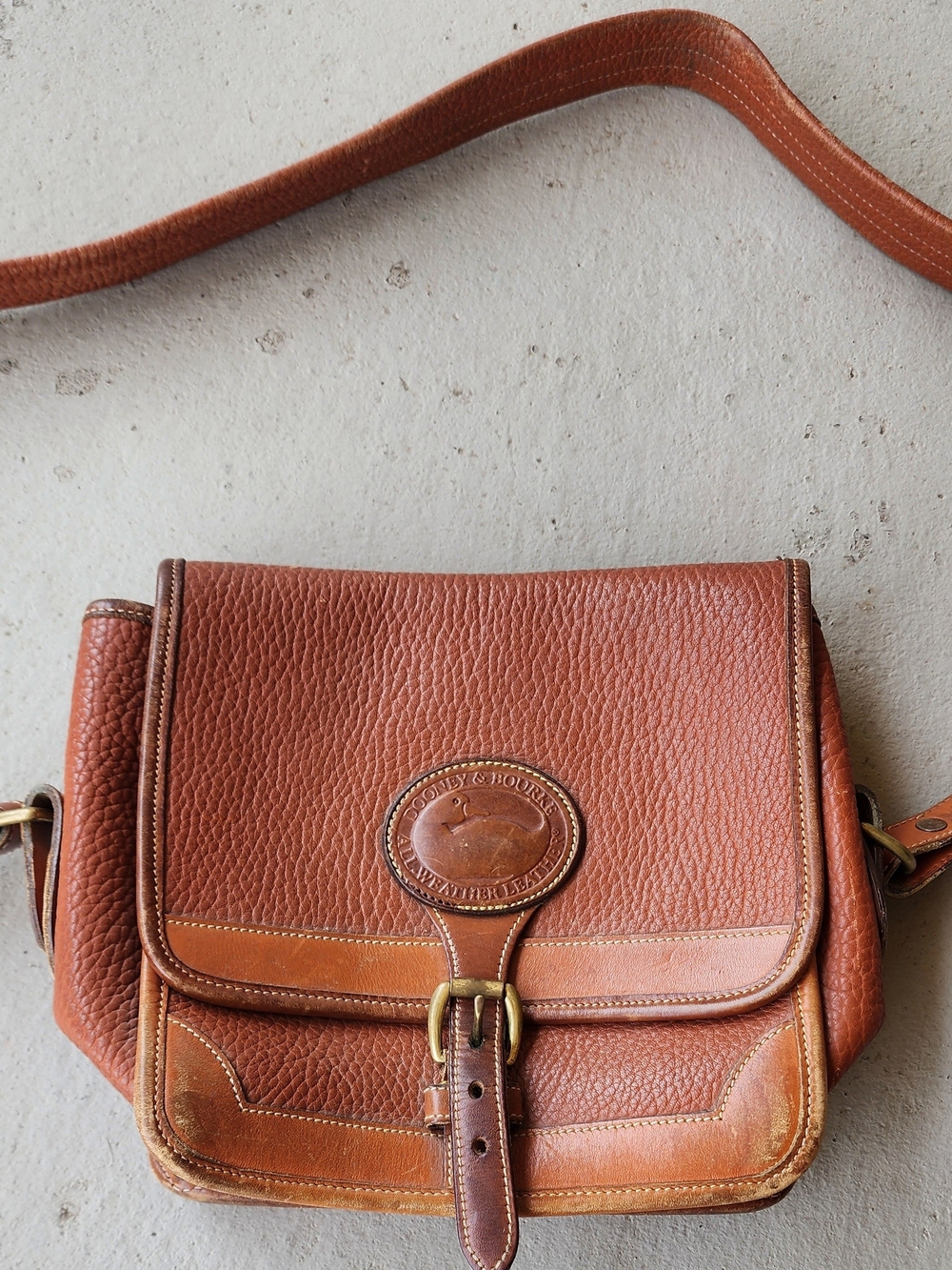 Vintage Dooney & Bourke Brown Leather Crossbody Bag